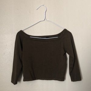 Off shoulder dark green-brown crop top